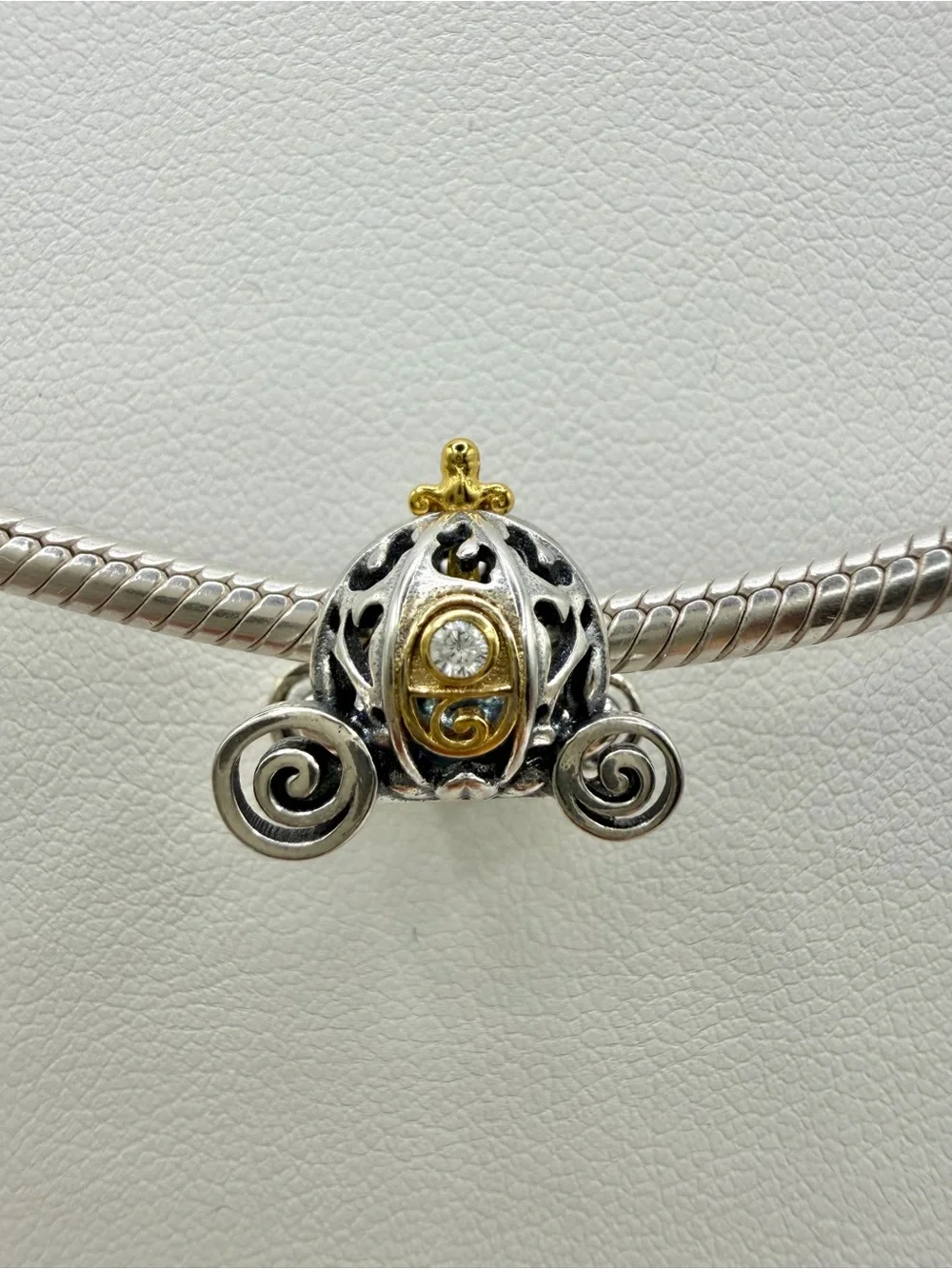 Pandora Disney100 Cinderella Carriage Charm ALE S925 CZ Two Tone